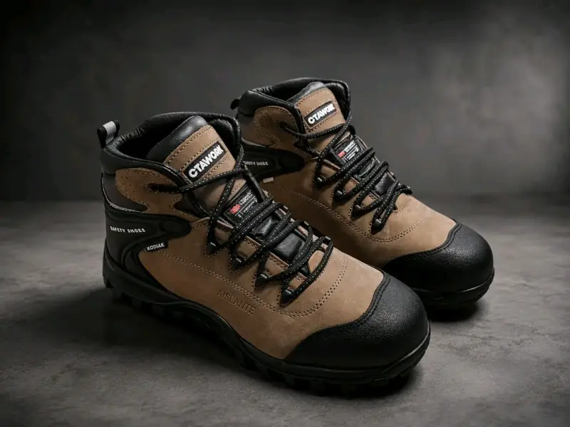 Botas de seguridad marrón y negro