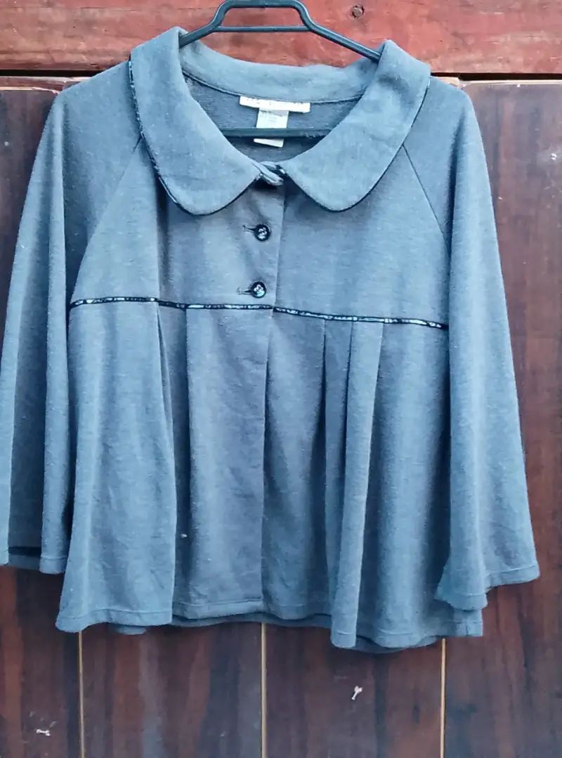 Blazer gris con cuello Peter Pan - 1