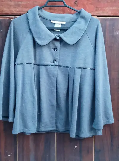 Blazer gris con cuello Peter Pan - miniatura 1