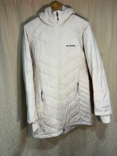 Parka blanca Columbia con capucha - miniatura 1