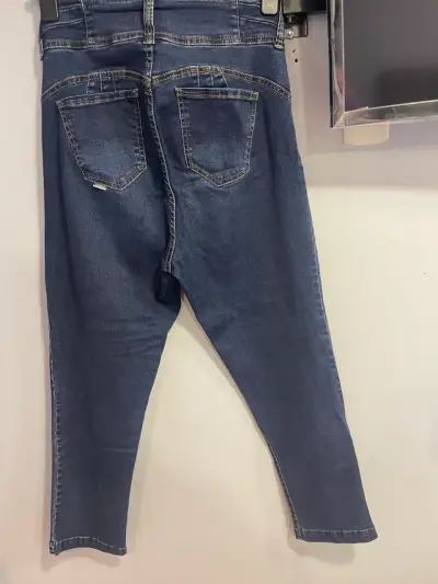 Jeans wados azul oscuro mujer - miniatura 2