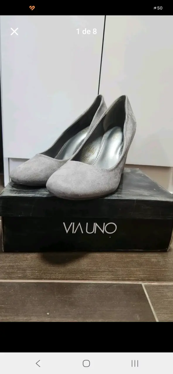 Zapatos taco gris Via Uno - 1