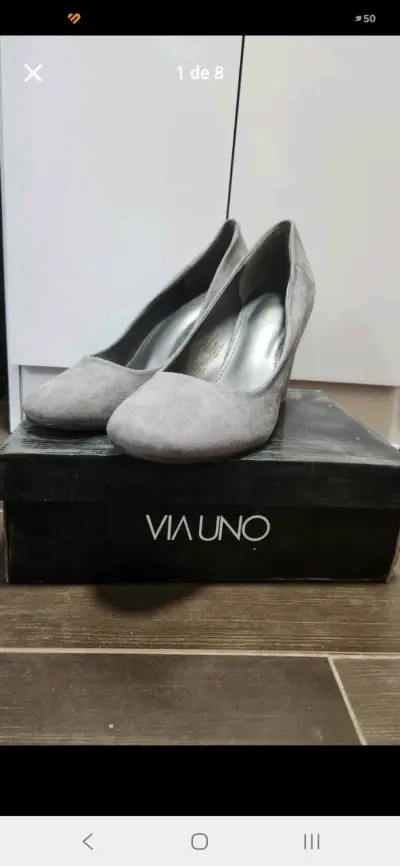 Zapatos taco gris Via Uno - miniatura 1