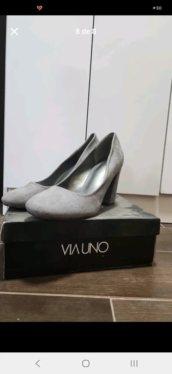 Zapatos taco gris Via Uno - 4