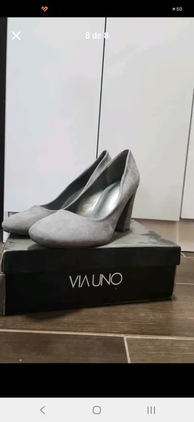 Zapatos taco gris Via Uno - miniatura 4