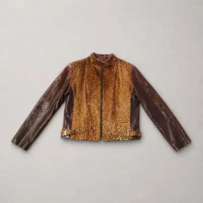Chaqueta cuero leopardo y café - miniatura 3