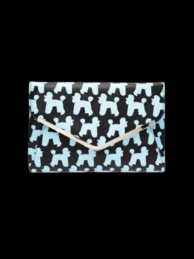 Clutch estampado poodles negro y celeste - miniatura 4