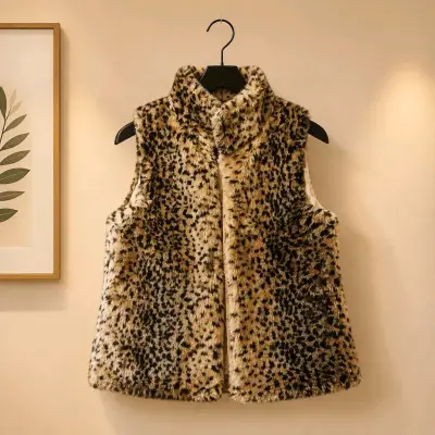 Chaleco de piel sintética leopardo - miniatura 2
