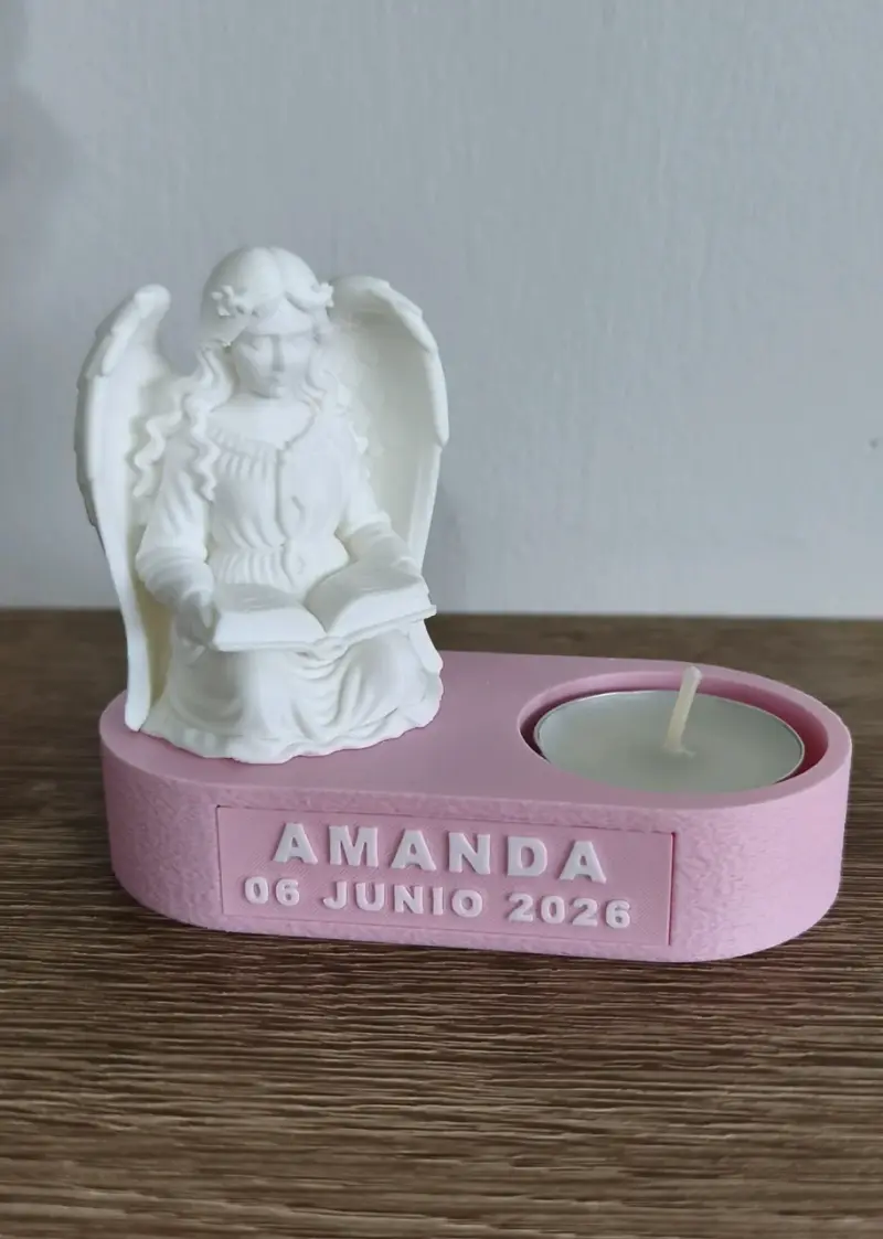 Porta velas ángel personalizado rosa - 1