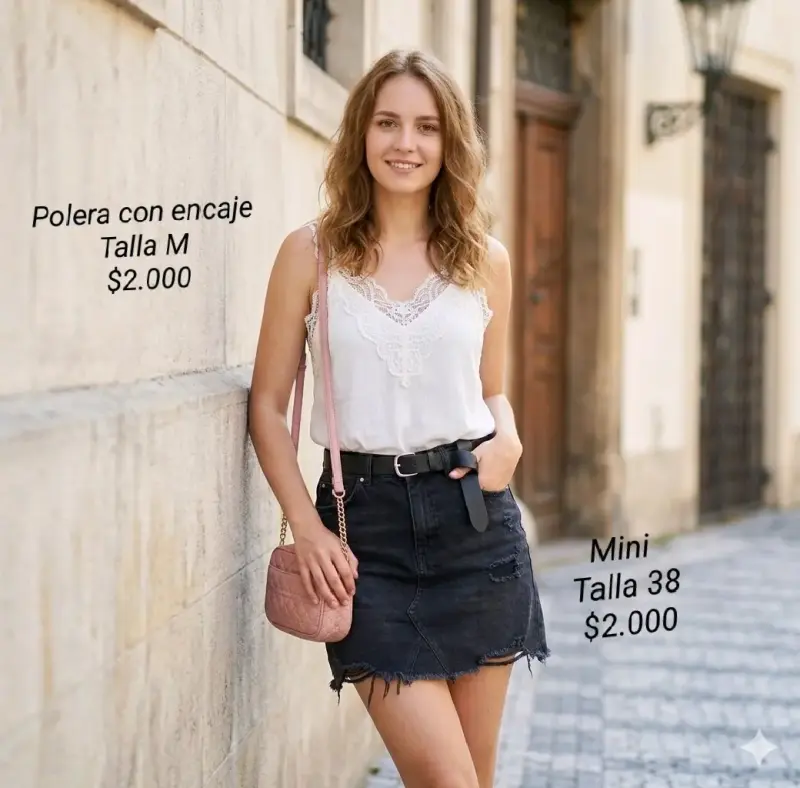 Polera blanca con encaje - 1