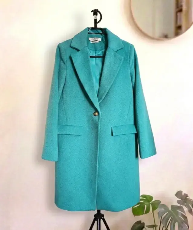 Abrigo de Paño Elegante Turquesa talla S - 1