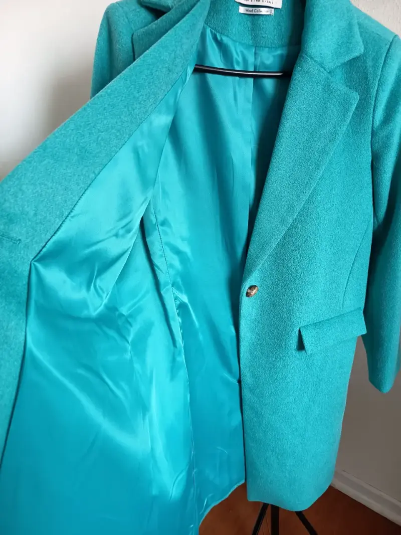 Abrigo de Paño Elegante Turquesa talla S - 4