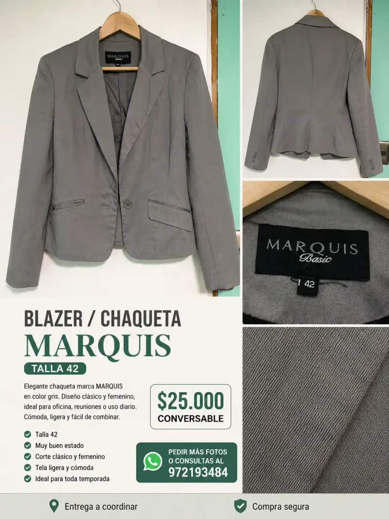 Blazer gris marca MARQUIS
