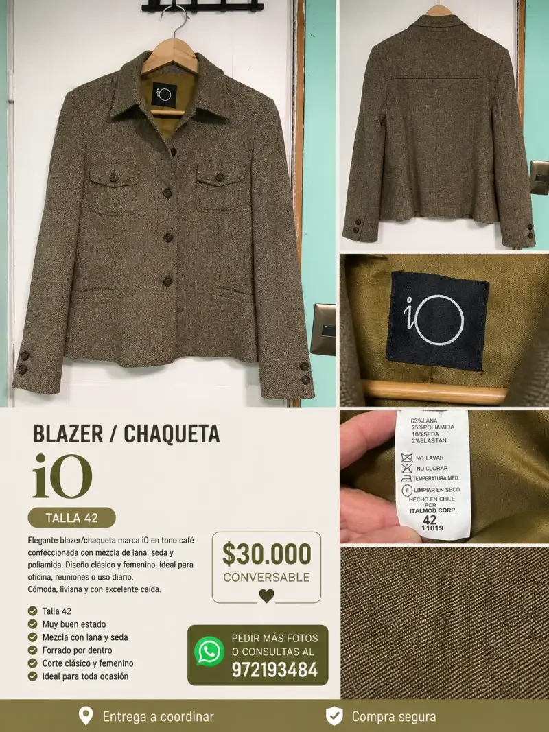 Blazer café a cuadros iO - 2