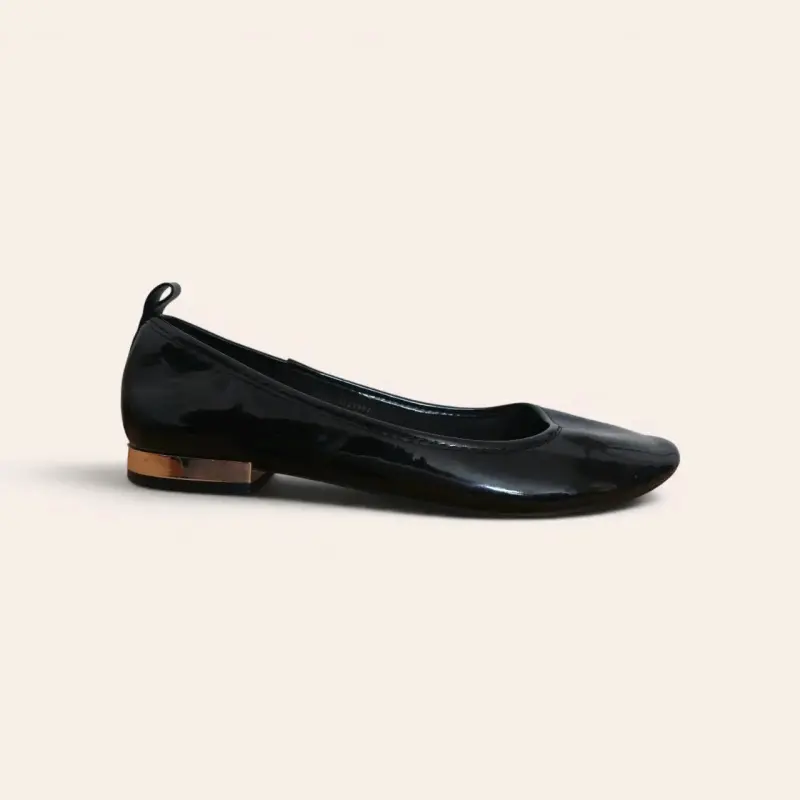 Zapatos planos negros charol, talla 39 - 2