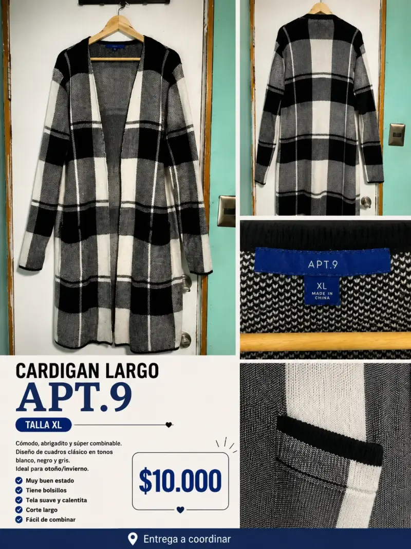Cardigan largo APT.9 a cuadros