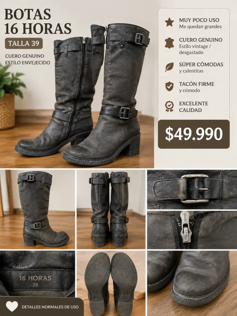 Botas 16 horas cuero envejecido