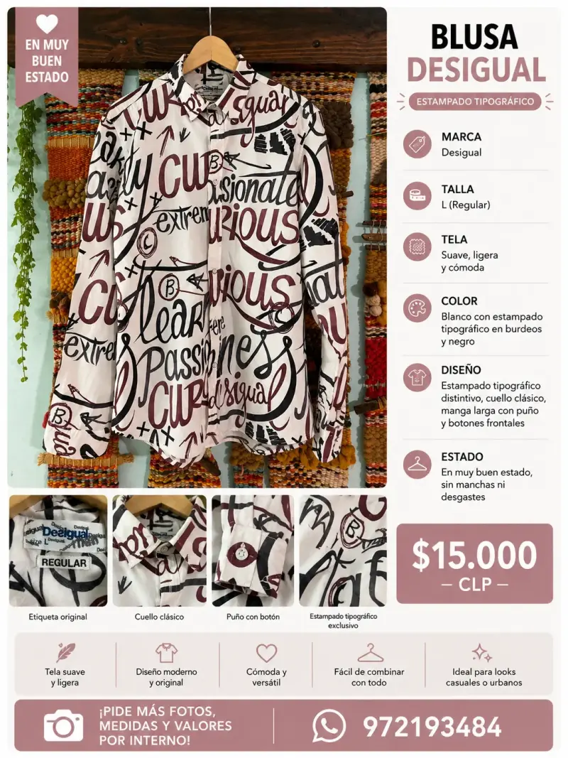 Blusa Desigual estampado tipográfico