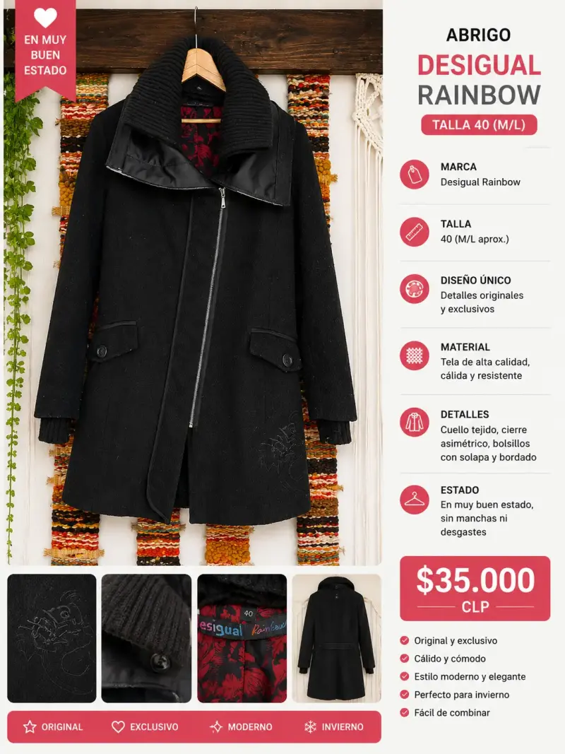 Abrigo Desigual Rainbow Negro - 1