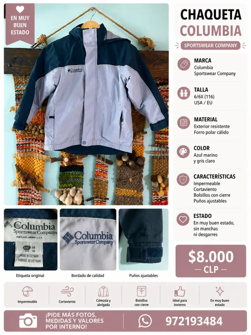 Chaqueta impermeable azul Columbia