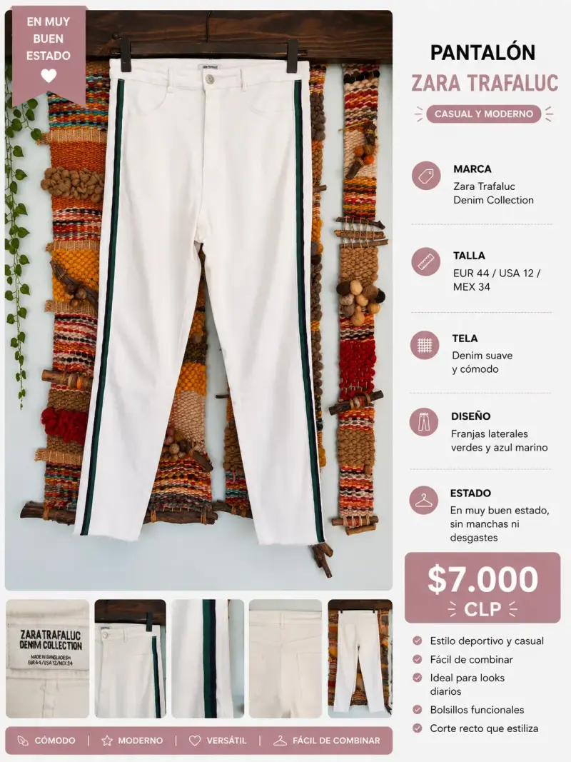 Pantalón Zara Trafaluc Blanco