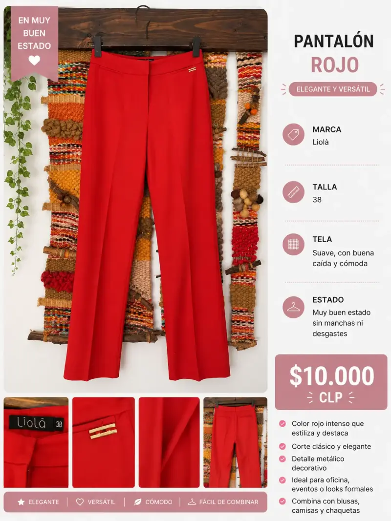 Pantalón rojo elegante Liola - 1