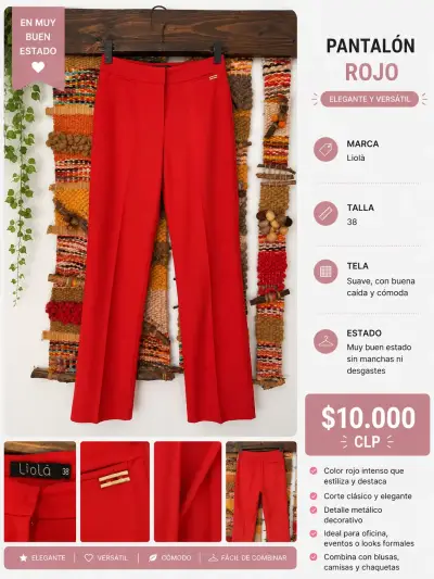 Pantalón rojo elegante Liola - miniatura 1
