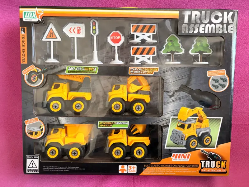Juego de construcción camiones amarillos - 1