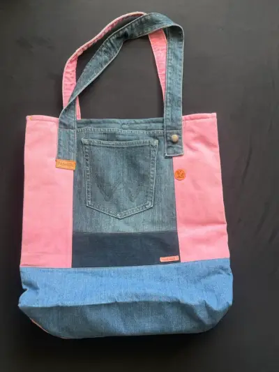 Bolso de mezclilla reciclada, hecho a mano 👜 - miniatura 2