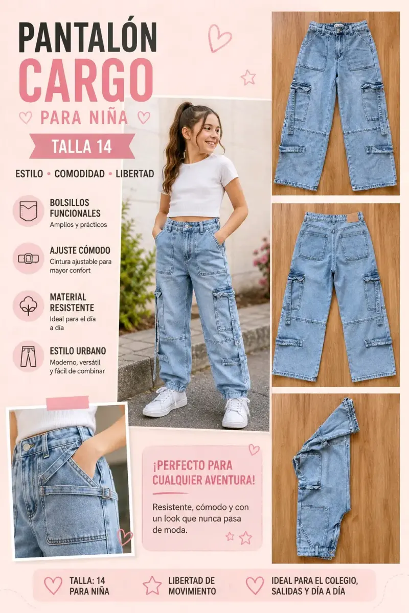 Jeans claros para niña talla 14 - 6
