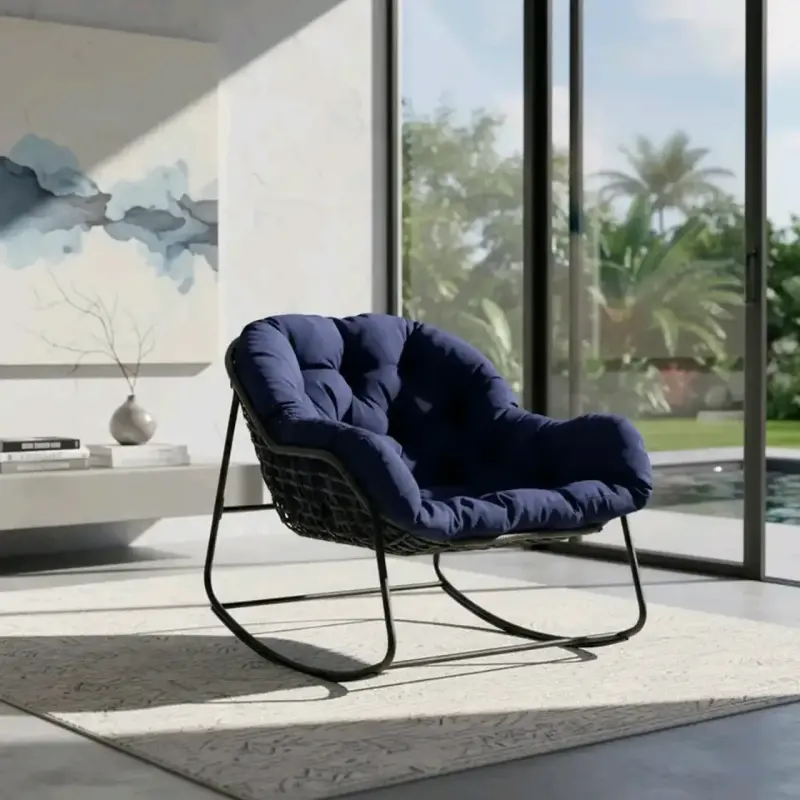 Silla mecedora azul moderno - 1