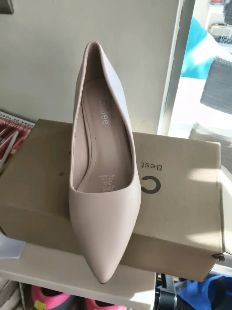 Zapatos taco grueso beige - 2