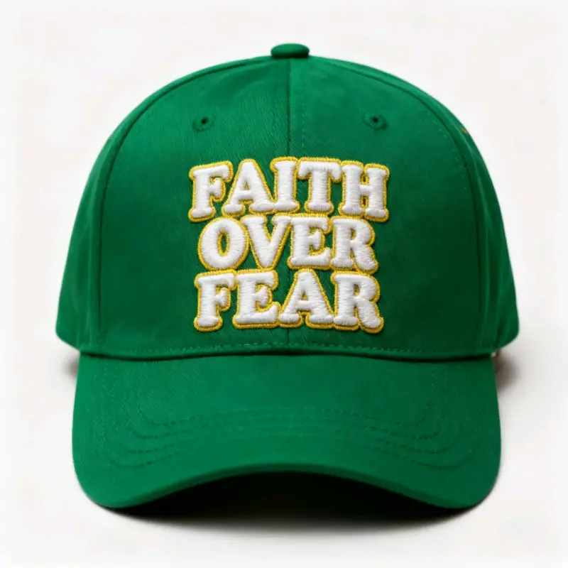 Gorra verde bordado 'Faith Over Fear' - 1