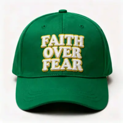 Gorra verde bordado 'Faith Over Fear' - miniatura 1