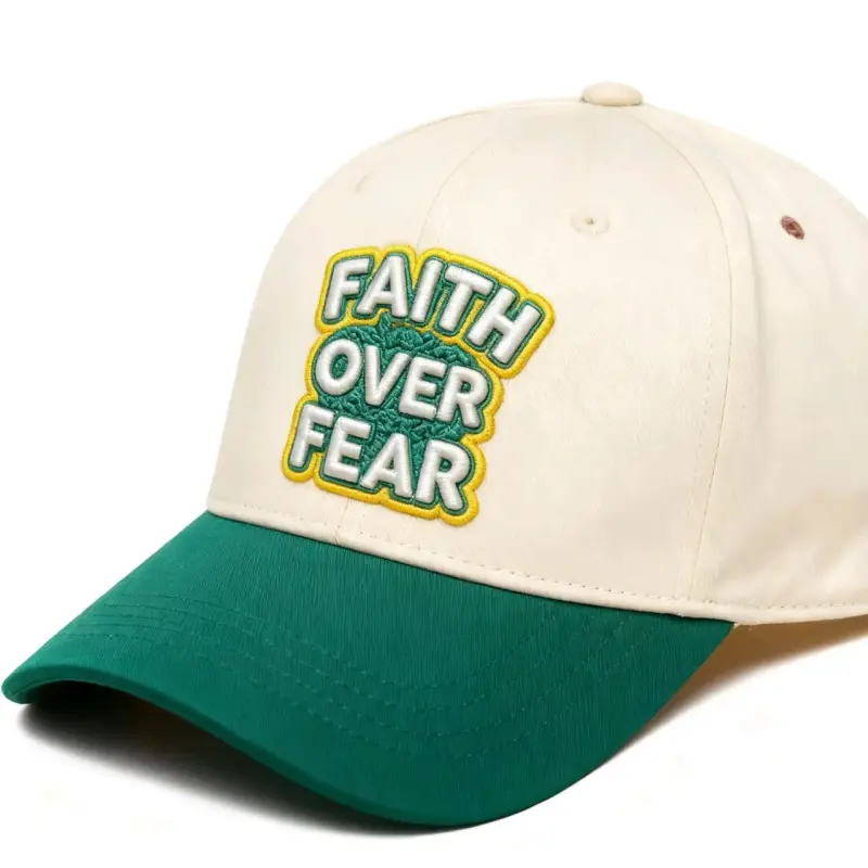 Gorra verde bordado 'Faith Over Fear' - 2