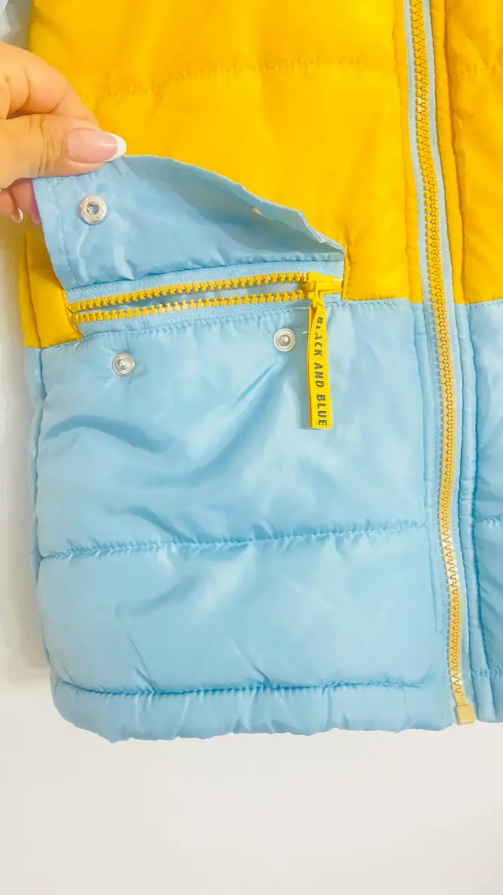 Parka infantil celeste y amarilla - 2
