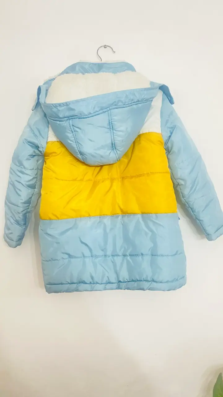 Parka infantil celeste y amarilla - 5