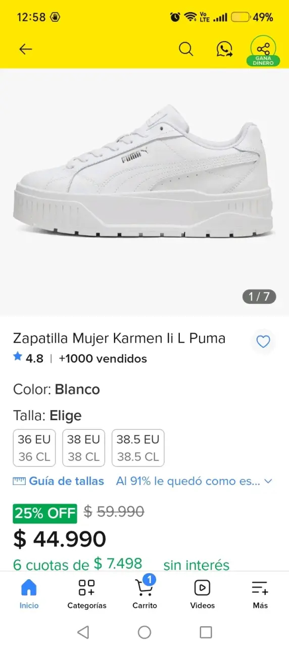 Zapatillas blancas con plataforma Puma. - 6