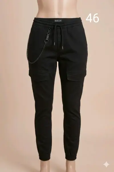 Pantalones 46 cargo negros  tipo jogger - miniatura 1