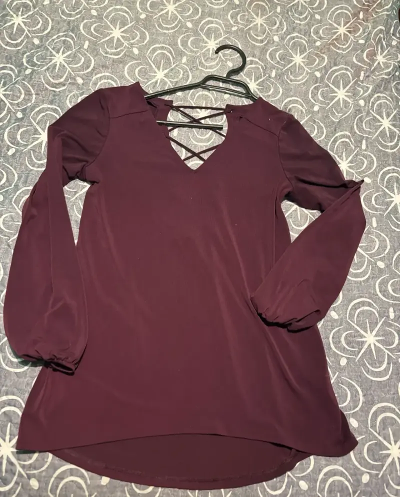 Blusa burdeos manga larga - 1