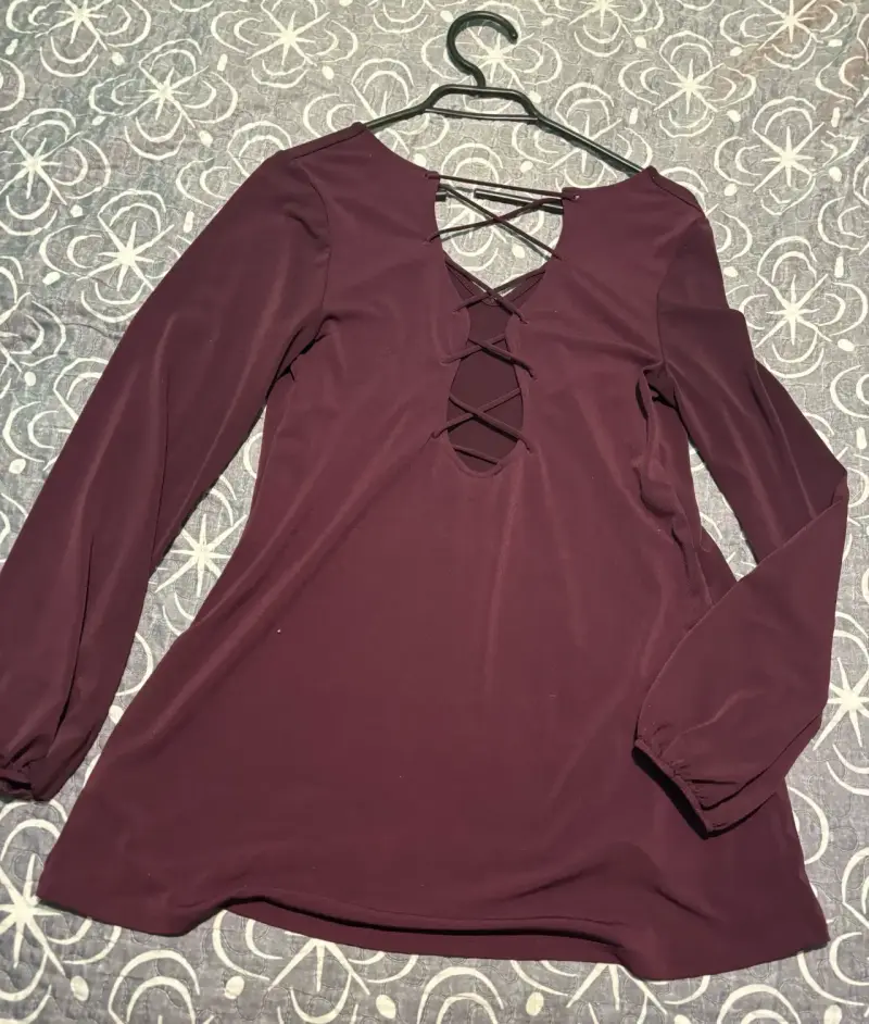 Blusa burdeos manga larga - 2