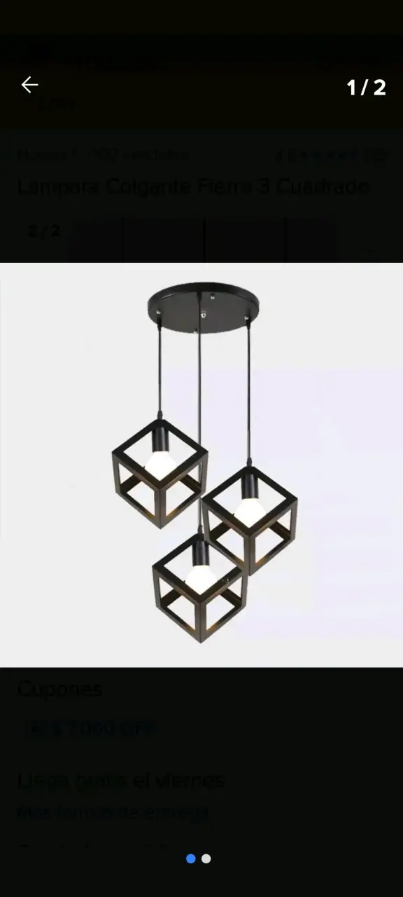 Lámpara colgante fierro 3 luces