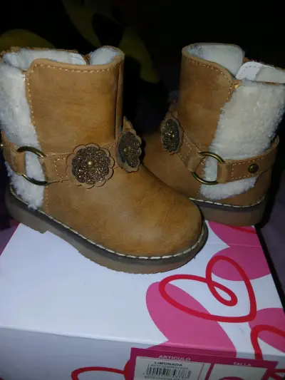 Botas de niña marrón con flores limonada nro 20 - miniatura 1