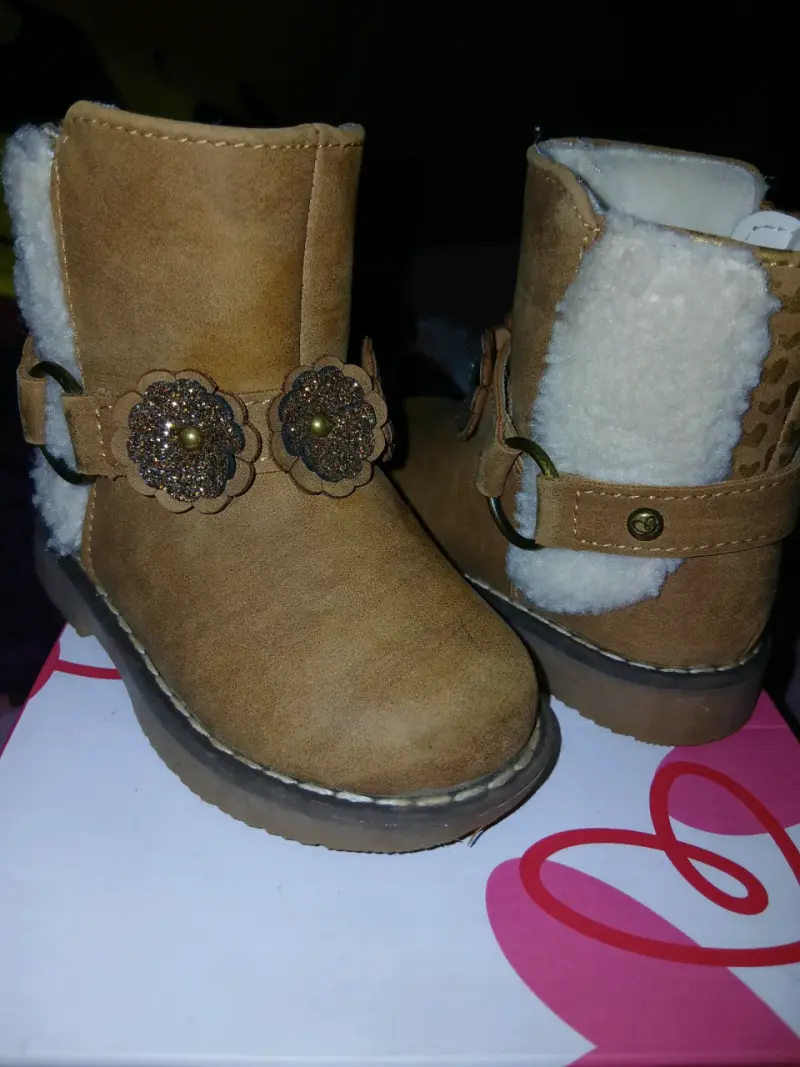 Botas de niña marrón con flores limonada nro 20 - 2