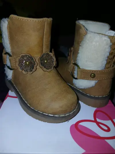 Botas de niña marrón con flores limonada nro 20 - miniatura 2