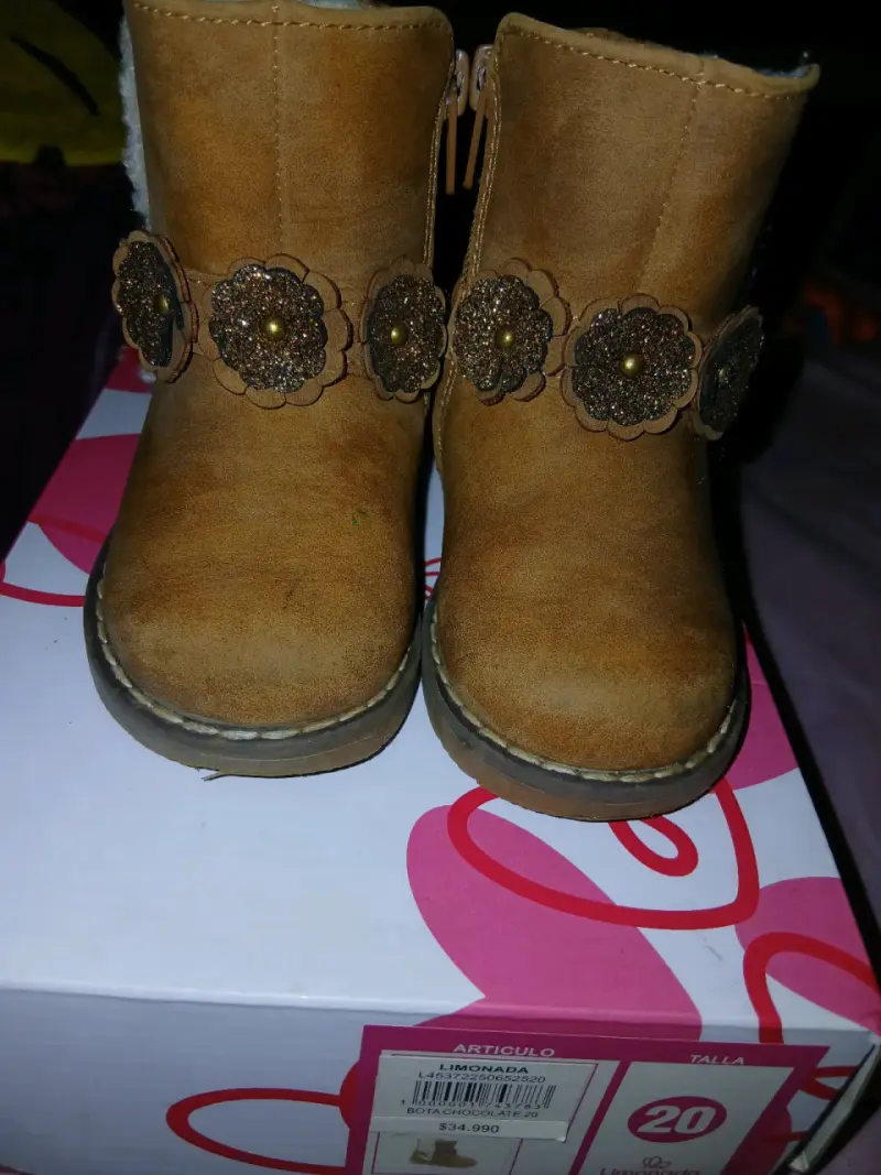 Botas de niña marrón con flores limonada nro 20 - 3