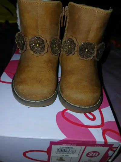 Botas de niña marrón con flores limonada nro 20 - miniatura 3