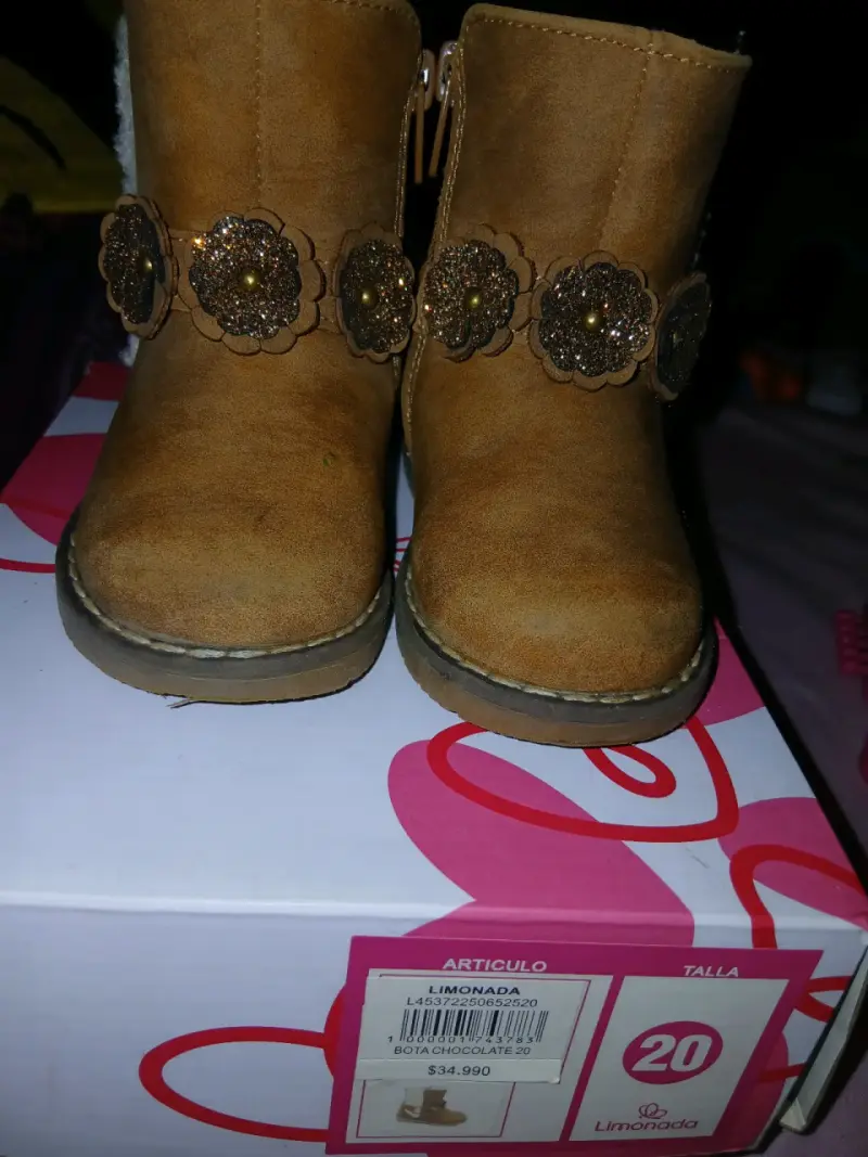 Botas de niña marrón con flores limonada nro 20 - 4