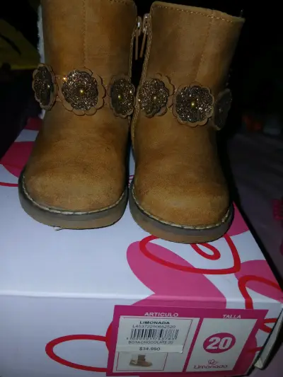 Botas de niña marrón con flores limonada nro 20 - miniatura 4