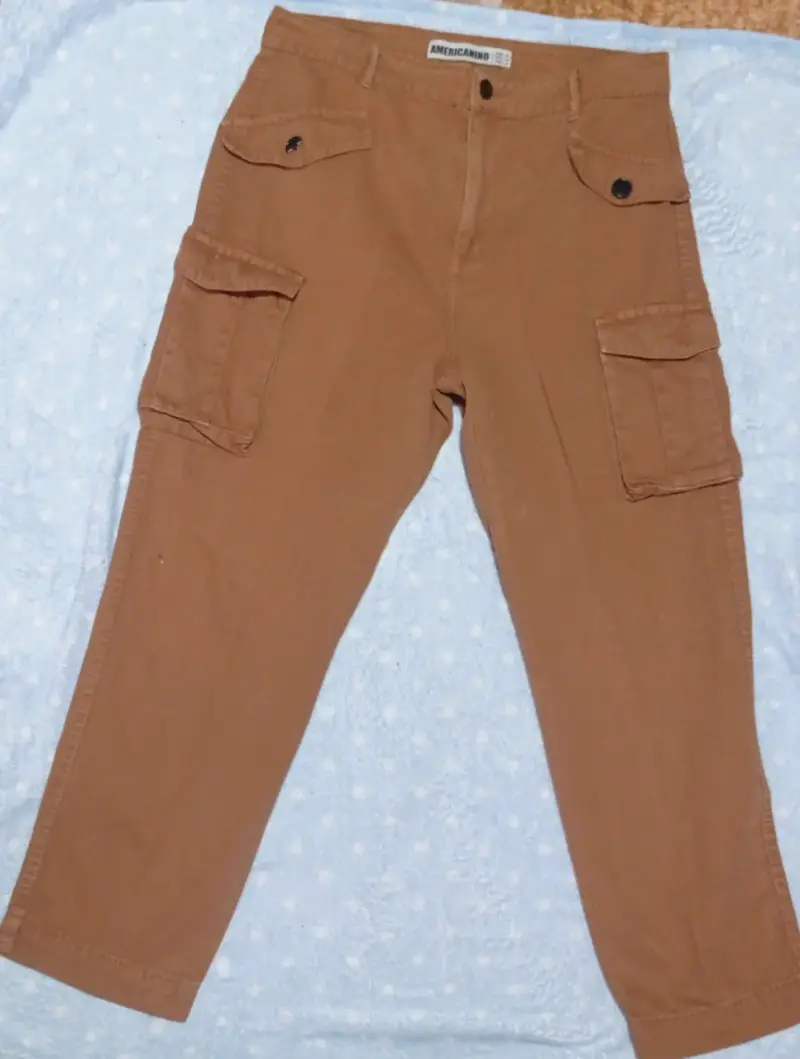 Pantalón jeans 42 cargo, terracota. - 2